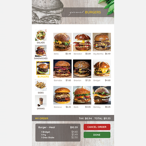 Food and Beverage Screen 