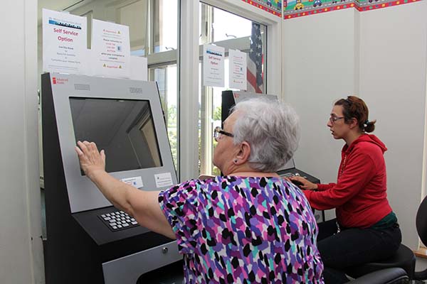 Healthcare Document Kiosk with Keyboard in Use
