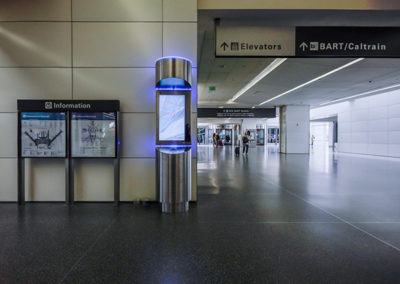 Tower Kiosk with LED lights in Airport