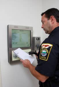 Wall mounted kiosk at Police Dept