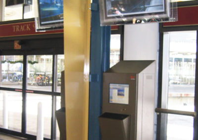 Transit kiosk and monitors at South Station