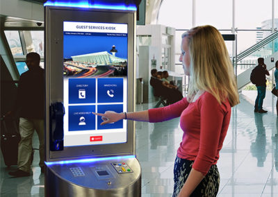 Traveler Uses Airport Kiosk and User Interface