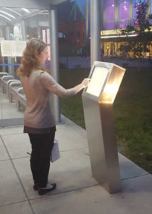 Outdoor Kiosk Touch Screen in use at night