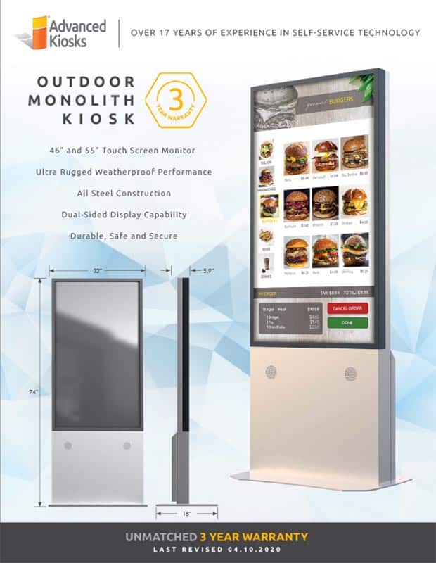 Outdoor Monolith Kiosk Brochure 2020 Cover