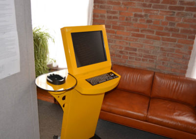 Computer kiosk with Keyboard and side table