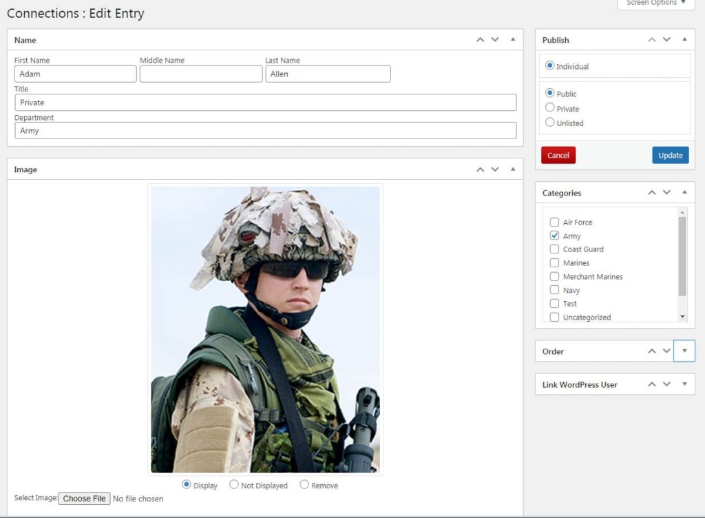 Tribute Memorial Software - backend entry details - easy updating