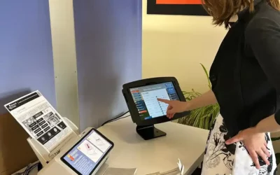 Office Extension Lite Tablet Kiosk in Use