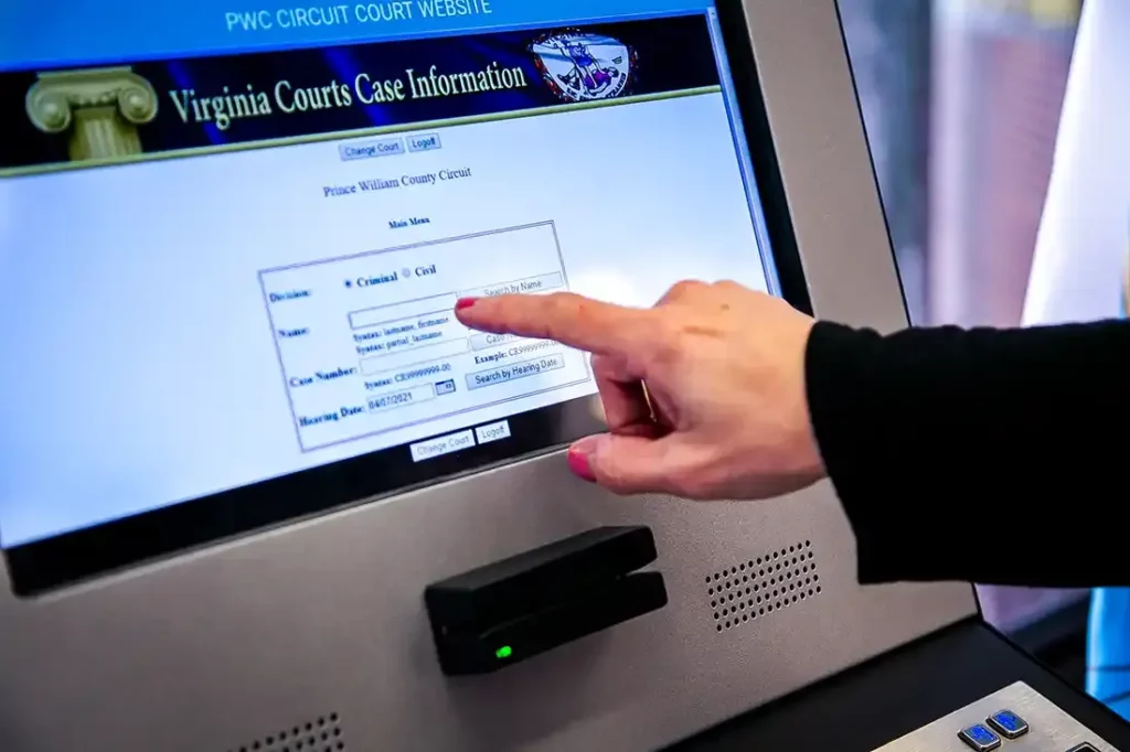 Courthouse Lobby Kiosks in Use