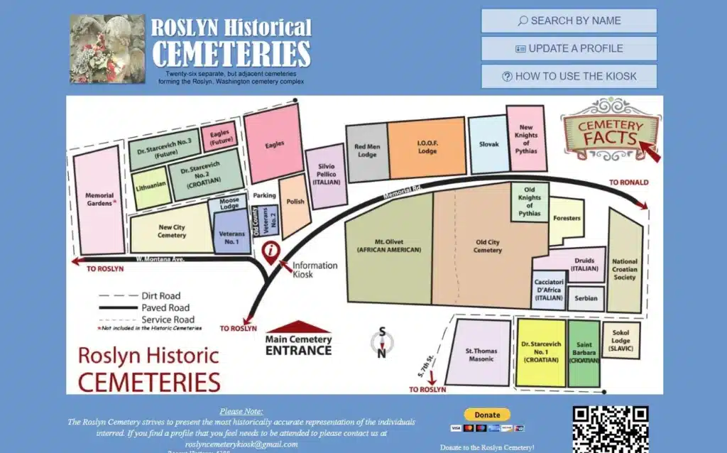 Roslyn Historical Cemetery Tribute Kiosk