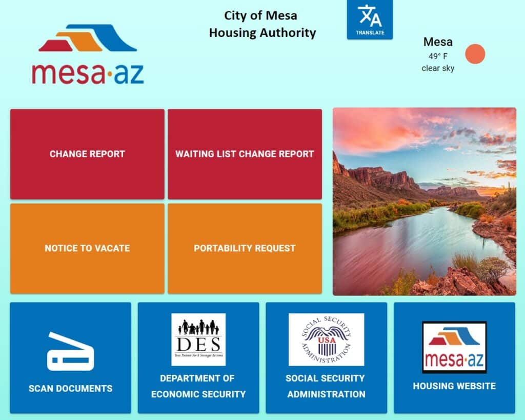 Mesa AZ Housing Authority interface