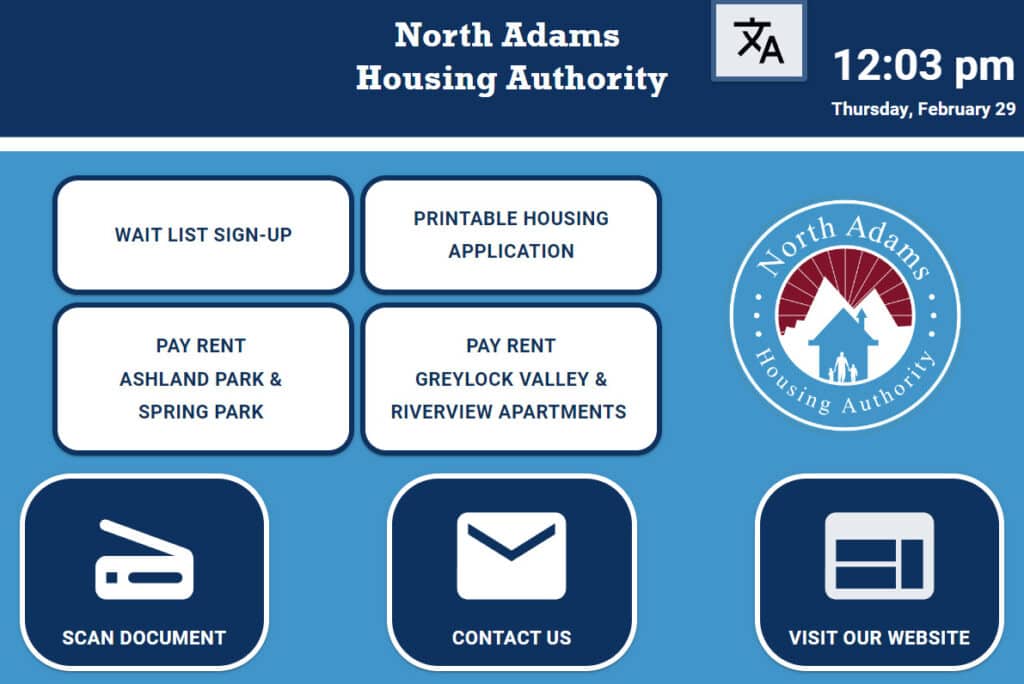 North Adams Housing Authority kiosk user interface