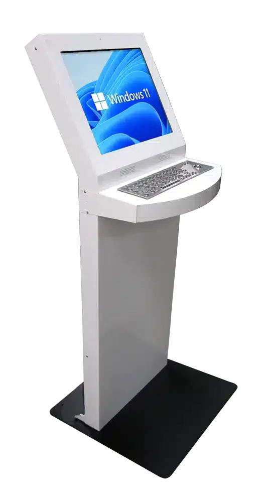 White Freestanding kiosk with keyboard