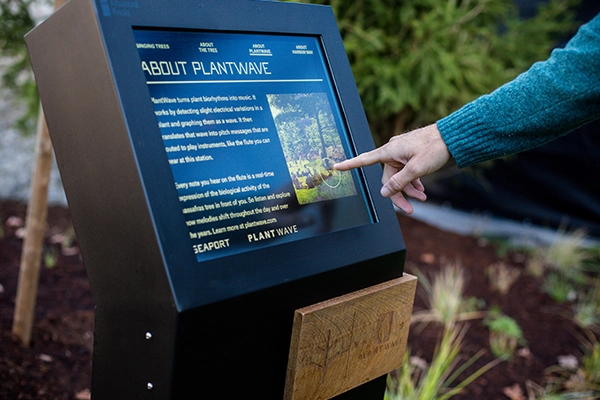 outdoor touch screen kiosk in use