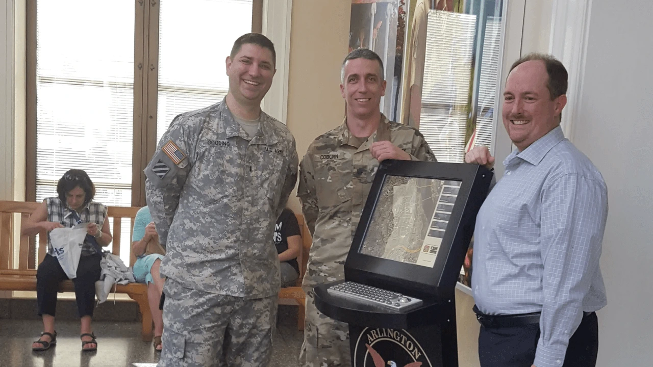 Self Service Kiosk at Arlington with Soldiers