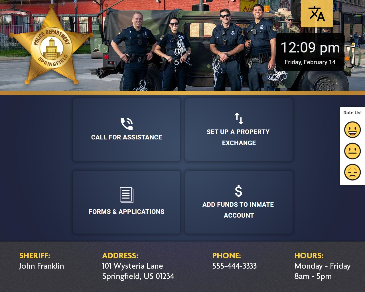 law enforcement kiosk interface sample