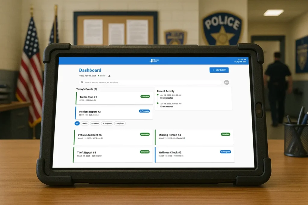 Officers Tablet UI - Dashboard