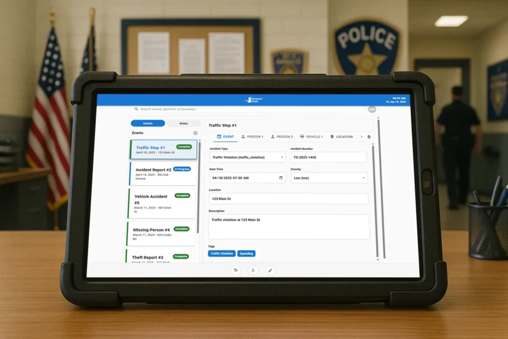 Officers Tablet UI - Events