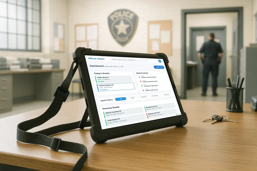 Officers Tablet on desk in police station
