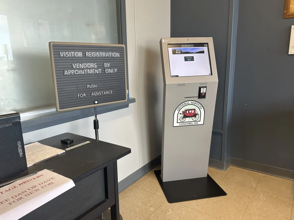 visitor check-in kiosk at transfer station