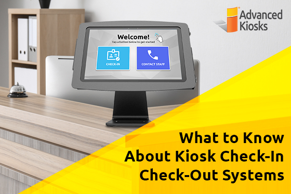 Check-in tablet kiosk on reception desk