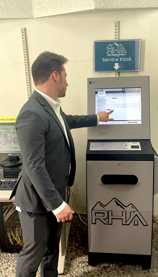 Reno Housing Authority service kiosk in use