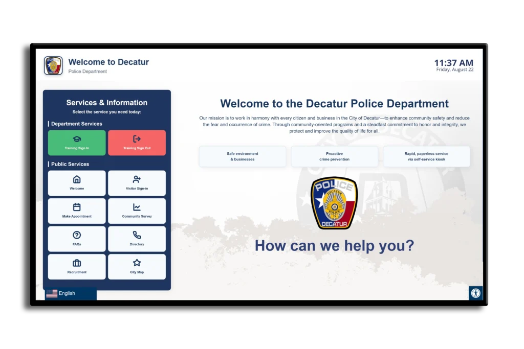 Decatur wall mounted kiosk