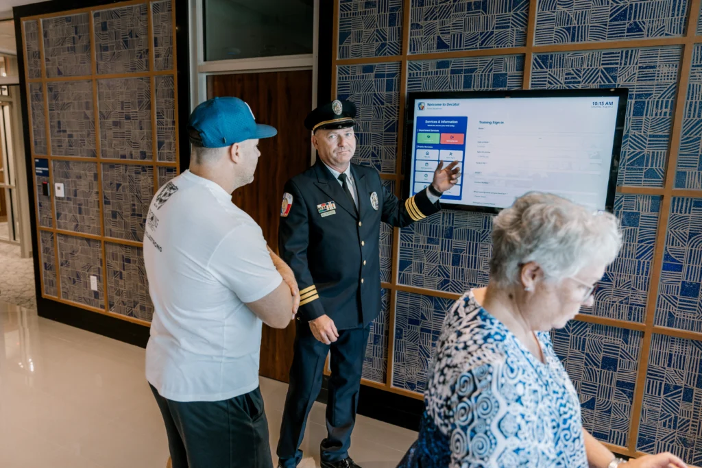 Wall Mounted Law Enforcement Kiosk in use
