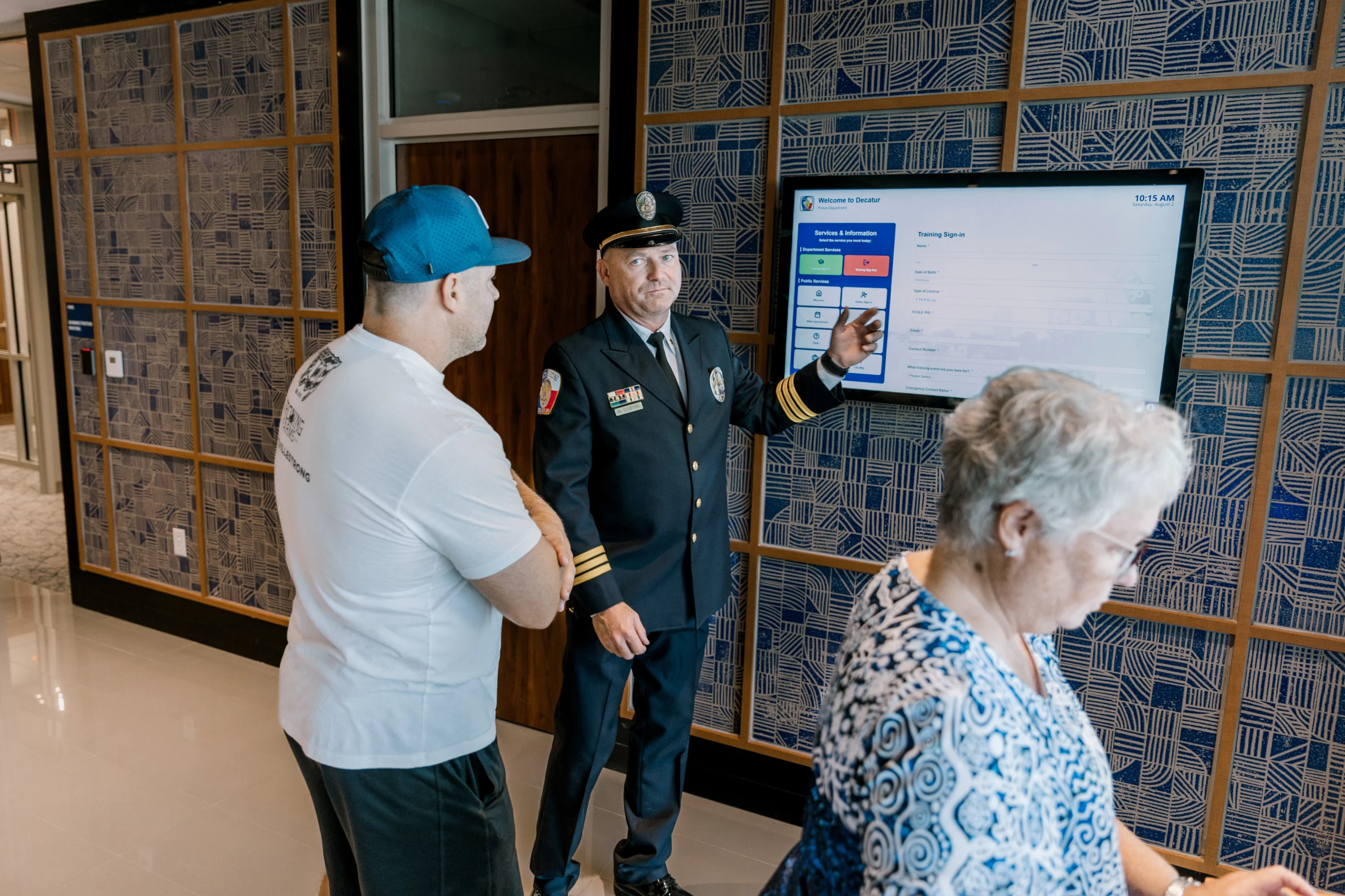 Wall Mounted Law Enforcement Kiosk in use