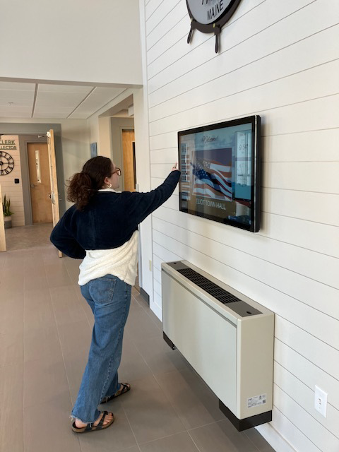 Town of Eliot wall mounted kiosk in use 1