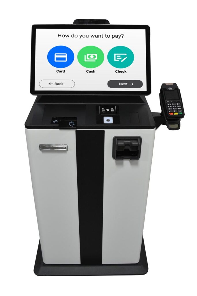 Vault Self-Service Payment Kiosk - with ID Reader, Apple Pay, Check Reader, Cash Acceptor, Credit Card Processor and Camera - Front