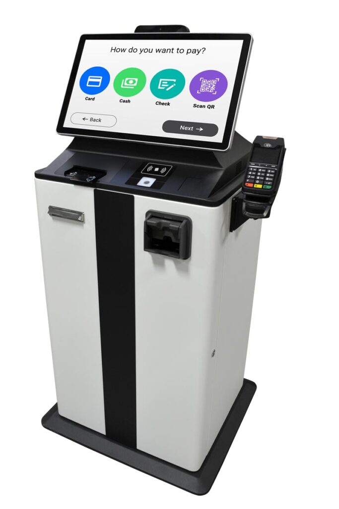 Vault Self-Service Payment Kiosk - with ID Reader, Apple Pay, Check Reader, Cash Acceptor, Credit Card Processor and Camera - Side