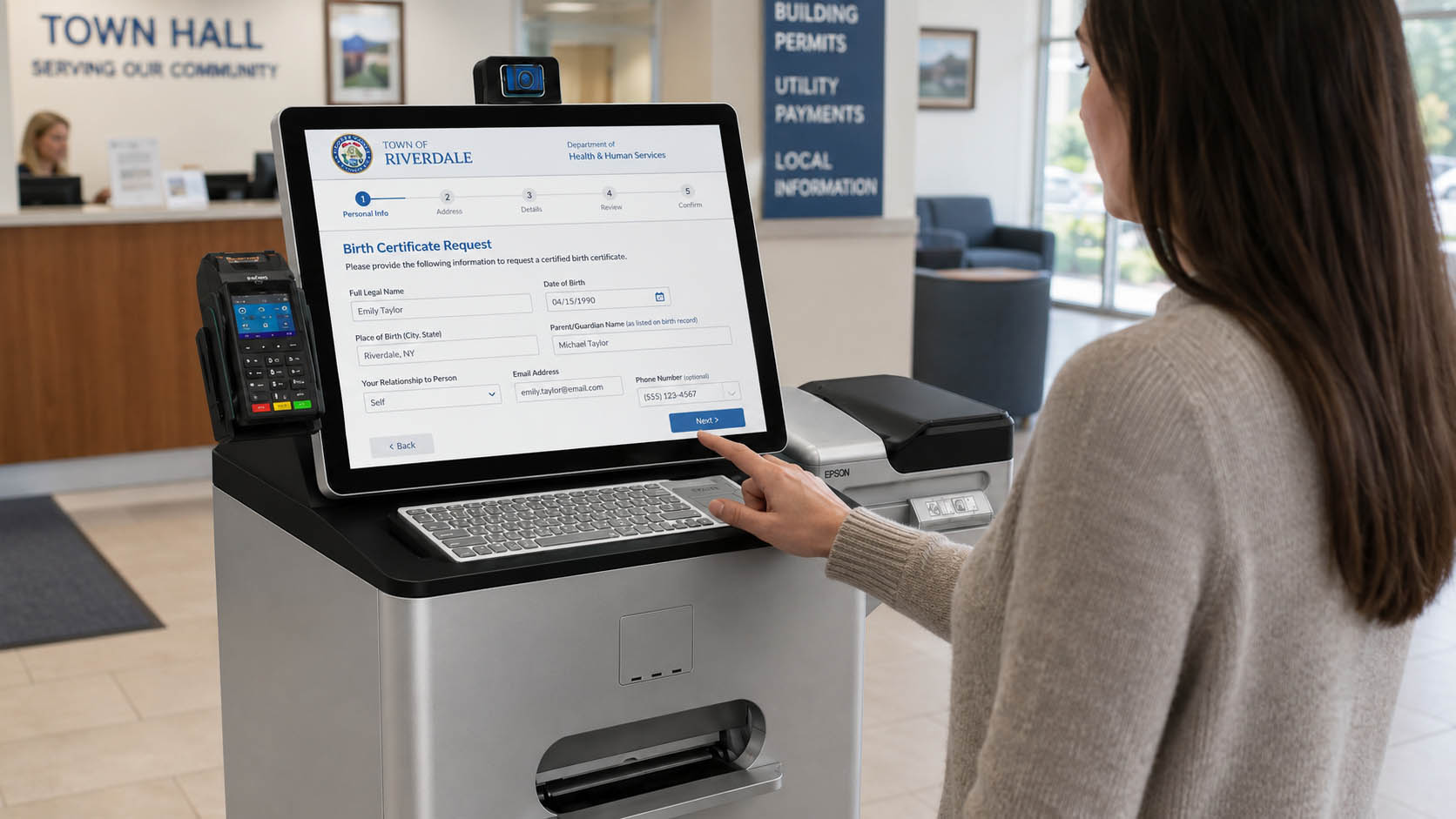 Form fill on the Document Processing Kiosk Form fill on the Document Processing Kiosk