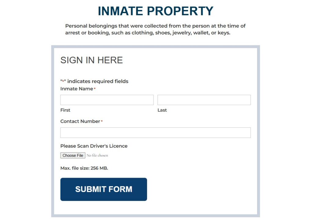 Inmate Property Form