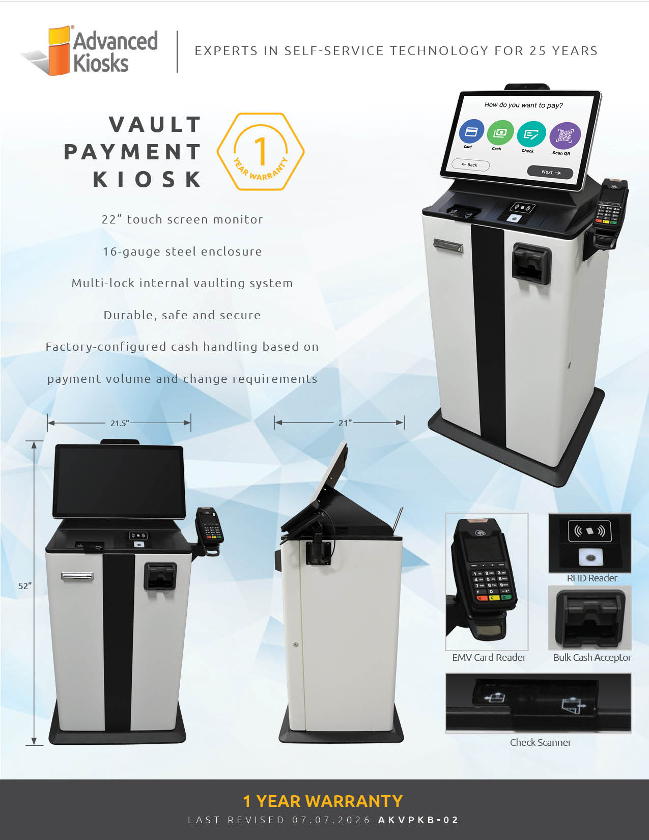 Vault Payment Kiosk Model Brochure Cover