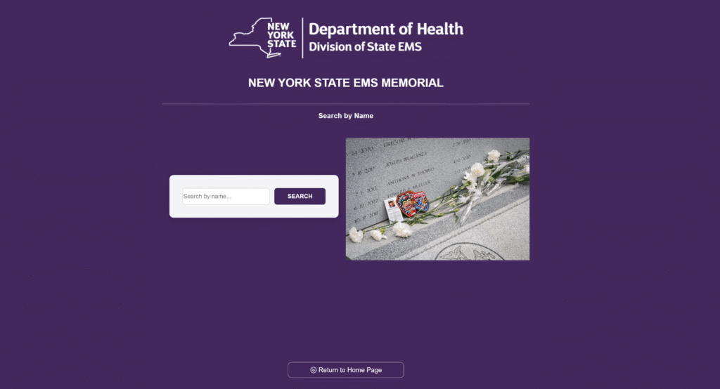 New York State EMS Memorial Search Function