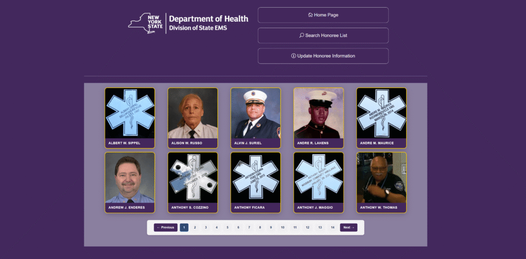 New York State EMS Memorial Interface