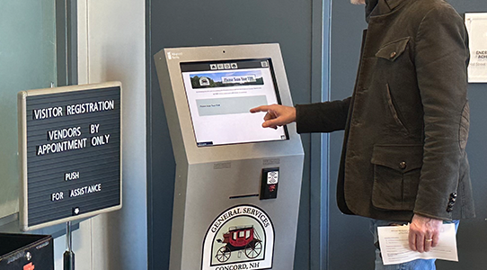 Check in freestanding kiosk