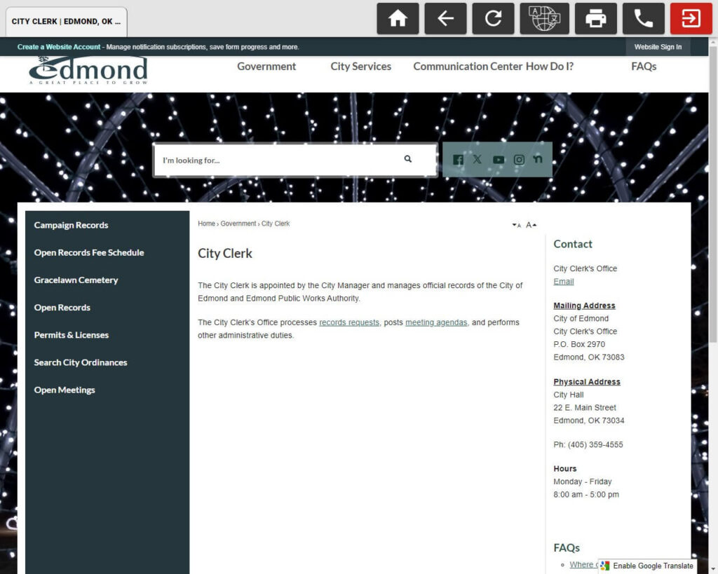 Edmond OK - City Clerk