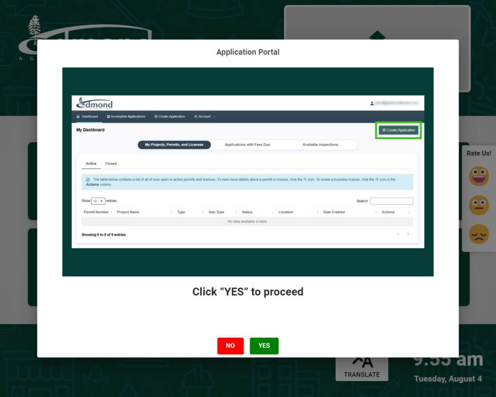 Edmond OK instructional popup video - Application Portal