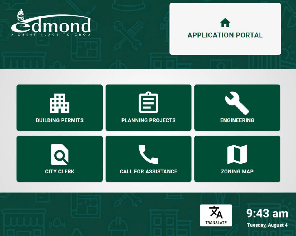 Edmond OK user interface homepage