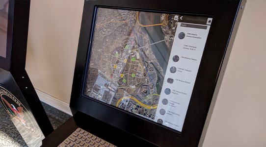 Navigate and find locations on freestanding kiosk