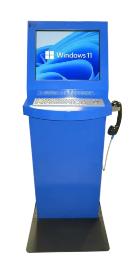 Freestanding kiosk with voip handset face