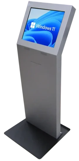 Silver freestanding kiosk angle - no peripherals