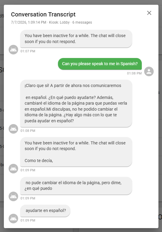 A single conversation transcript opened for review