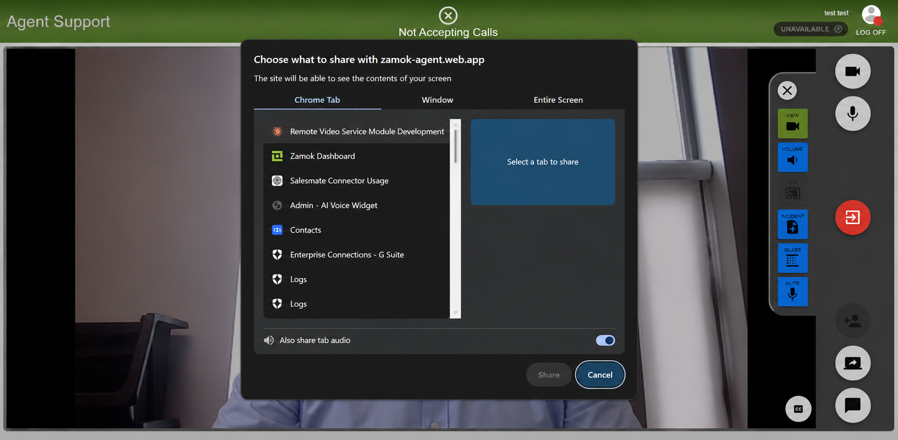 Browser screen-share picker